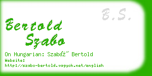 bertold szabo business card